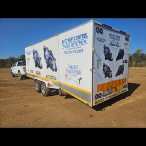 6 metre custom-built bike trailer by Auto Rust Control in very good condition, dual axle, road legal and ready to transport multiple motorbikes.