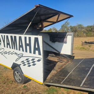 Used Yamaha 2 m enclosed motorbike trailer with ramp and tie-downs—road‑legal, durable, and farm-ready in South Africa for R35 000 + VAT